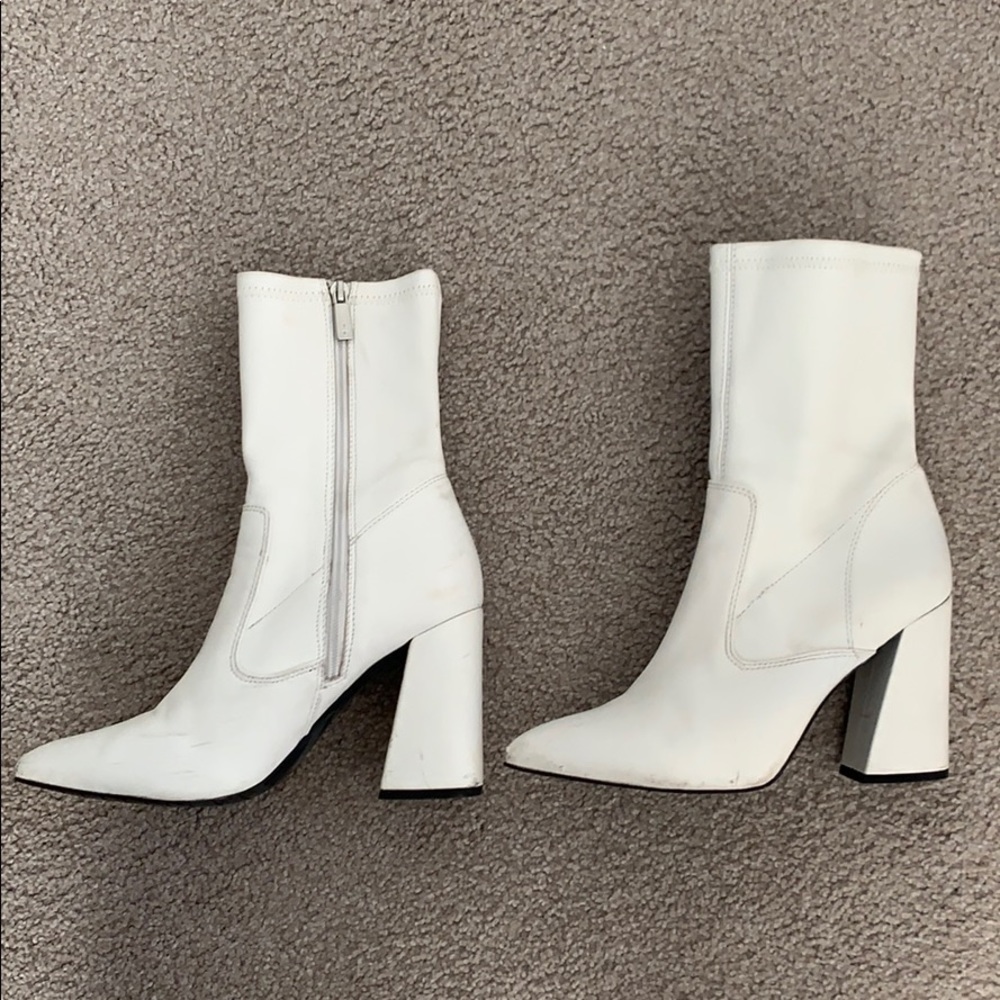 white pointed toe boots